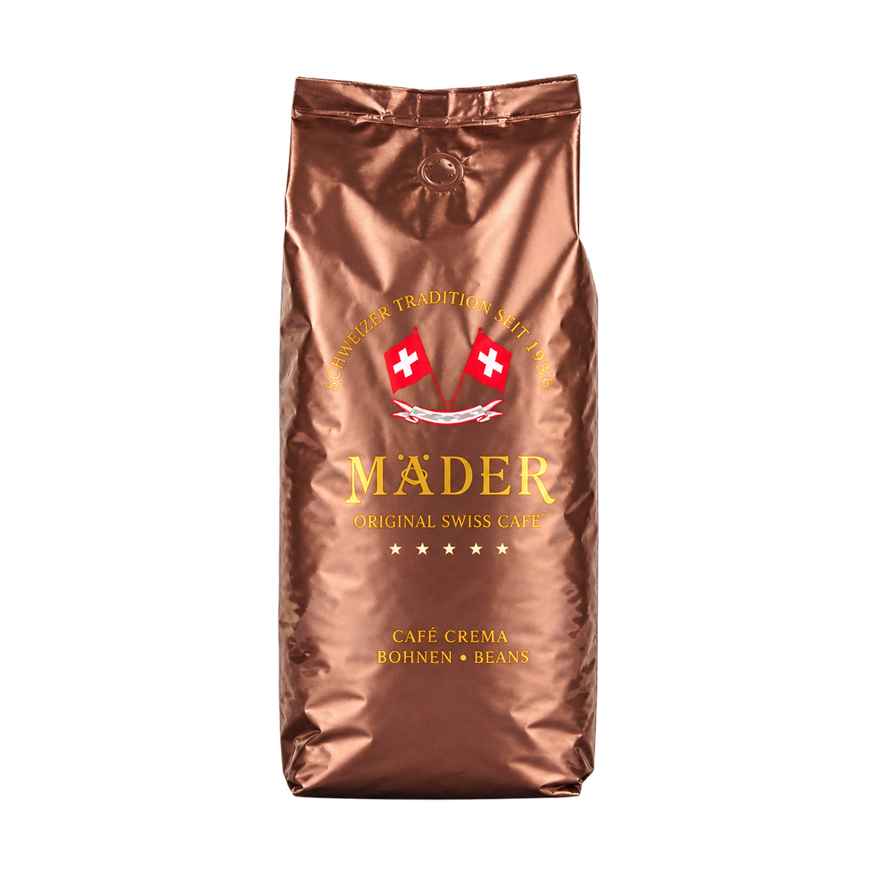 Braune Packung MÄDER Café Crema Bohnen